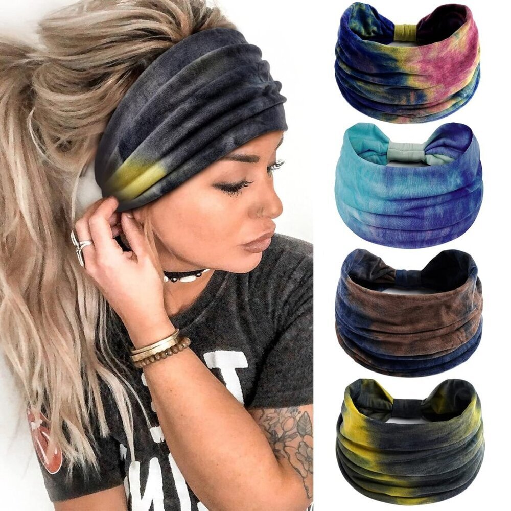 Wide Headbands for Women Tie Dye Head Wraps Boho Thick Hairbands Large African S